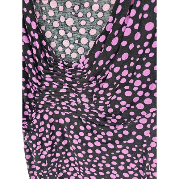 INC International Concepts Sz L Scoop Neck Short Sleeve Blouse Black Purple - Picture 2 of 4